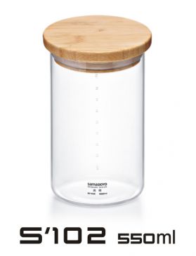 Samadoyo Borosilicate Glass Contemporary Storage Canister Jar Bamboo Lid S'102C 550ml